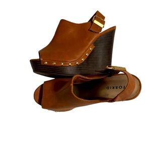 Torrid Brown Studded Platform Wedge Size 8W